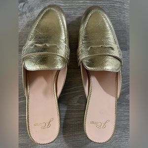 Gold mules from J. Crew. Worn once.